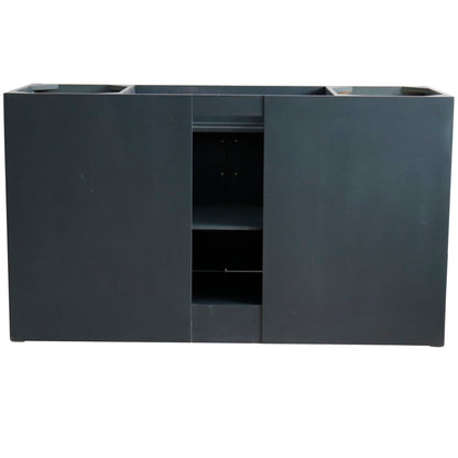61" Single sink vanity in Dark Gray finish and White Carrara marble and round sink