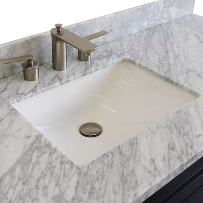 61" Single sink vanity in Dark Gray finish and White Carrara marble and rectangle sink