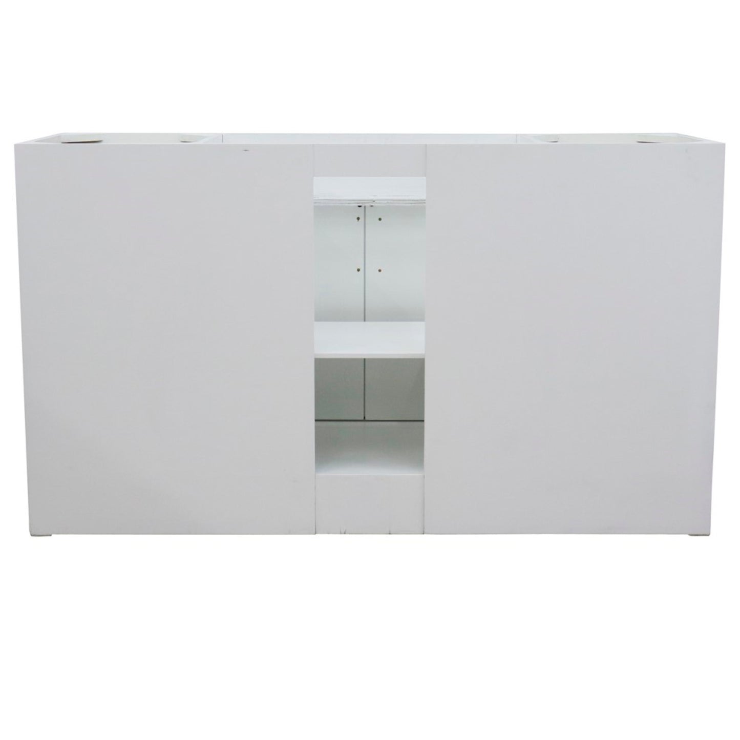 61" Single sink vanity in White finish and Black galaxy granite and rectangle sink