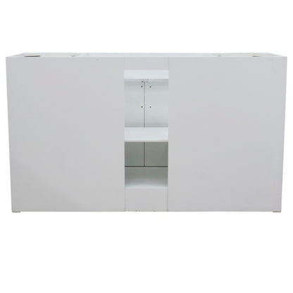 61" Single sink vanity in White finish and Black galaxy granite and rectangle sink