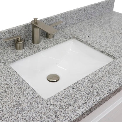 61" Single sink vanity in White finish and Gray granite and rectangle sink