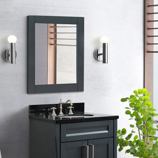 28" WOOD FRAME MIRROR IN DARK GRAY