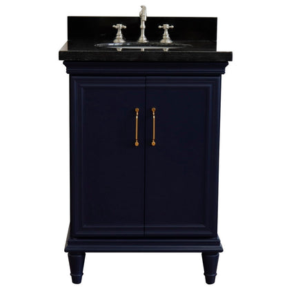 25" Single vanity in Blue finish with Black galaxy and oval sink