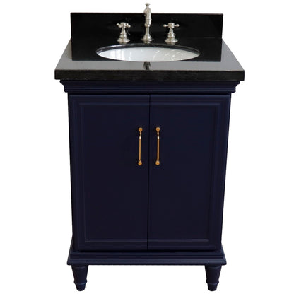 25" Single vanity in Blue finish with Black galaxy and oval sink