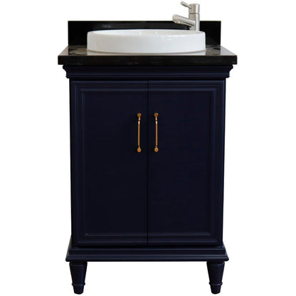 25" Single vanity in Blue finish with Black galaxy and round sink