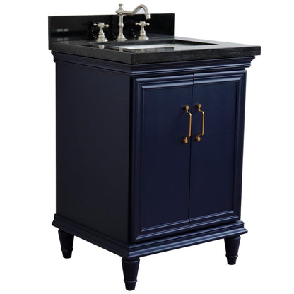 25" Single vanity in Blue finish with Black galaxy and rectangle sink
