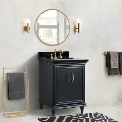 25" Single vanity in Dark Gray finish with Black galaxy and oval sink