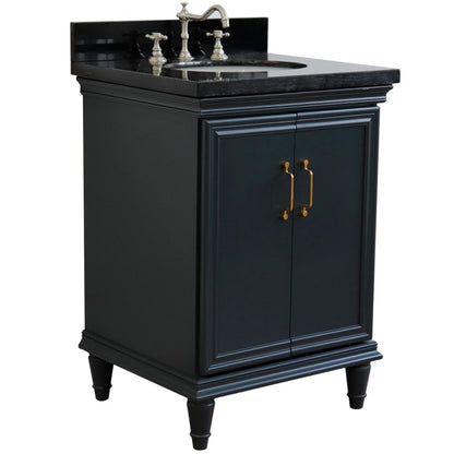 25" Single vanity in Dark Gray finish with Black galaxy and oval sink
