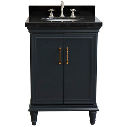 25" Single vanity in Dark Gray finish with Black galaxy and oval sink