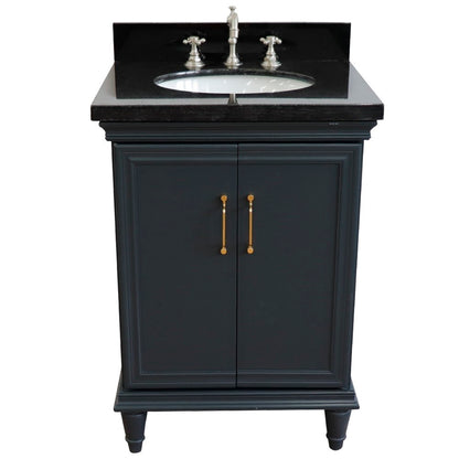 25" Single vanity in Dark Gray finish with Black galaxy and oval sink