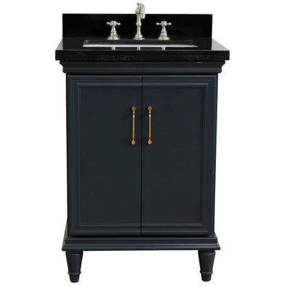 25" Single vanity in Dark Gray finish with Black galaxy and rectangle sink