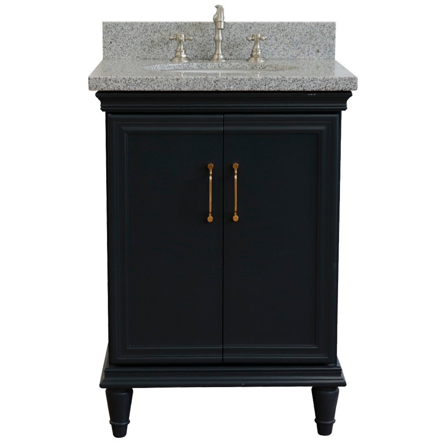25" Single vanity in Dark Gray finish with Gray granite and oval sink
