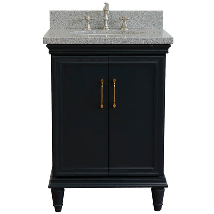 25" Single vanity in Dark Gray finish with Gray granite and oval sink