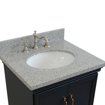 25" Single vanity in Dark Gray finish with Gray granite and oval sink