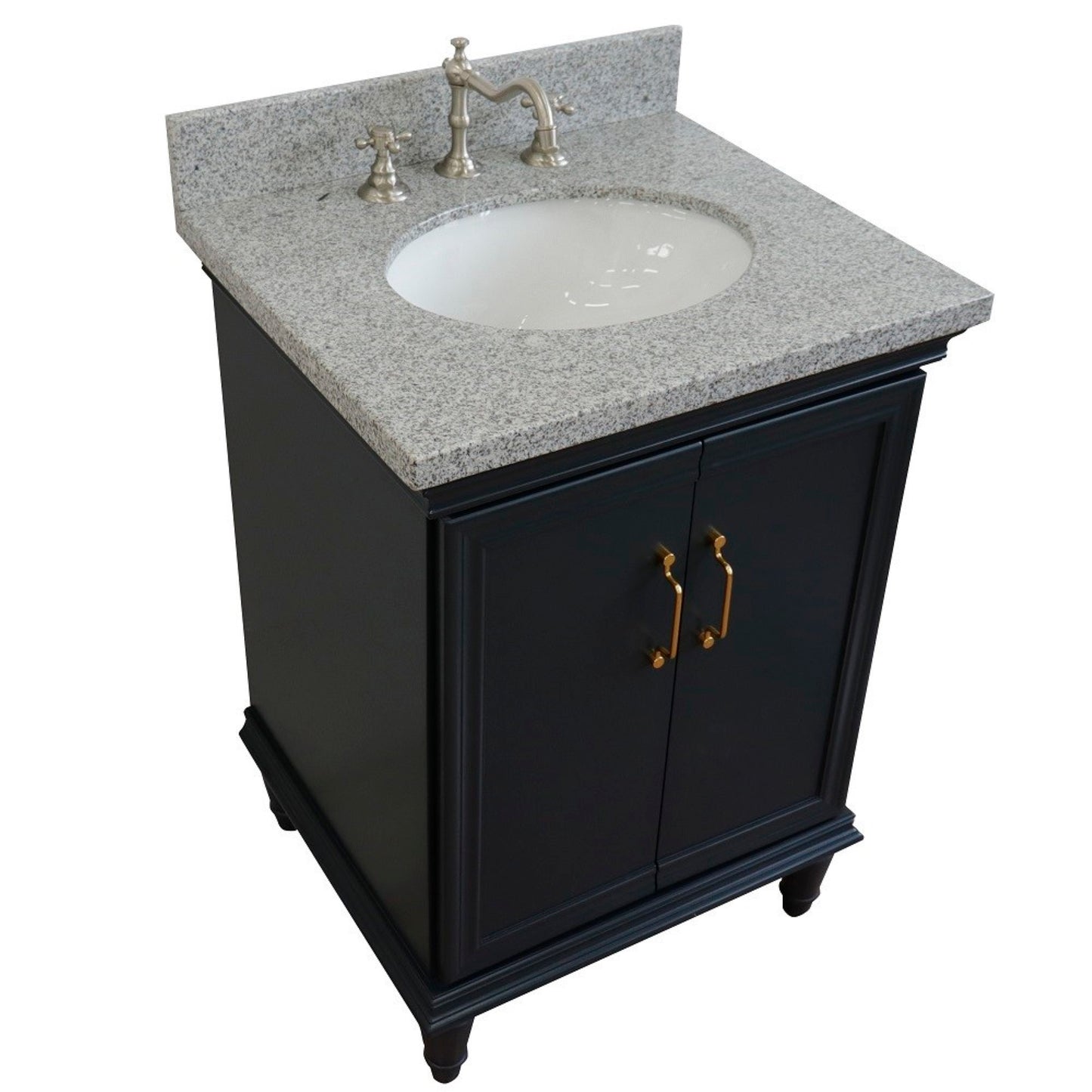 25" Single vanity in Dark Gray finish with Gray granite and oval sink