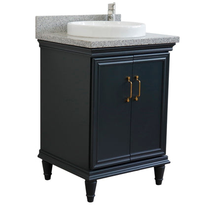 25" Single vanity in Dark Gray finish with Gray granite and round sink