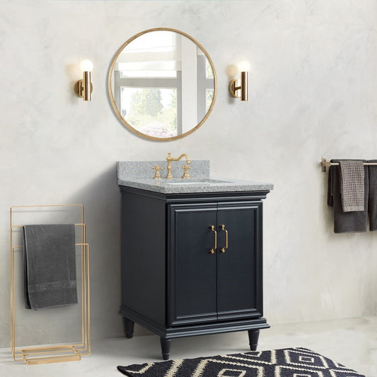 25" Single vanity in Dark Gray finish with Gray granite and rectangle sink