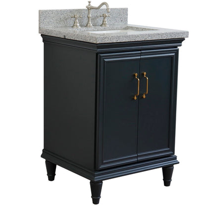 25" Single vanity in Dark Gray finish with Gray granite and rectangle sink