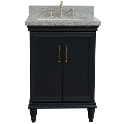 25" Single vanity in Dark Gray finish with Gray granite and rectangle sink