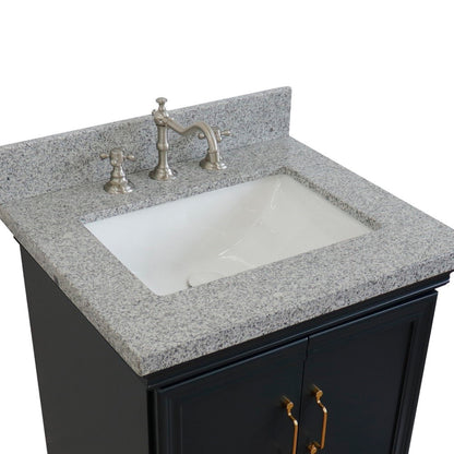 25" Single vanity in Dark Gray finish with Gray granite and rectangle sink