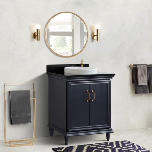 31" Single vanity in Dark Gray finish with Black galaxy and round sink