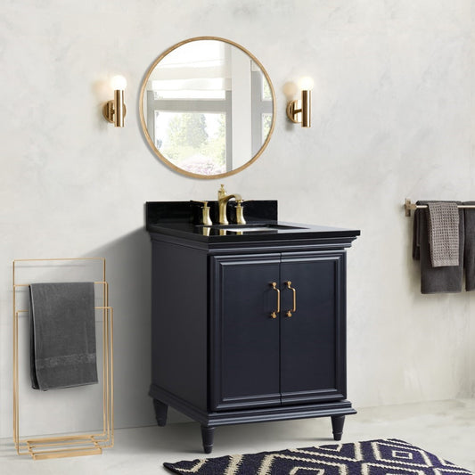 31" Single vanity in Dark Gray finish with Black galaxy and rectangle sink