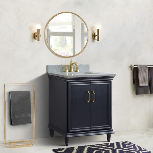 31" Single vanity in Dark Gray finish with Gray granite and rectangle sink