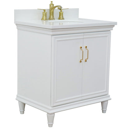 31" Single vanity in White finish with White engineered stone and oval sink
