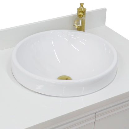 31" Single vanity in White finish with White engineered stone and round sink