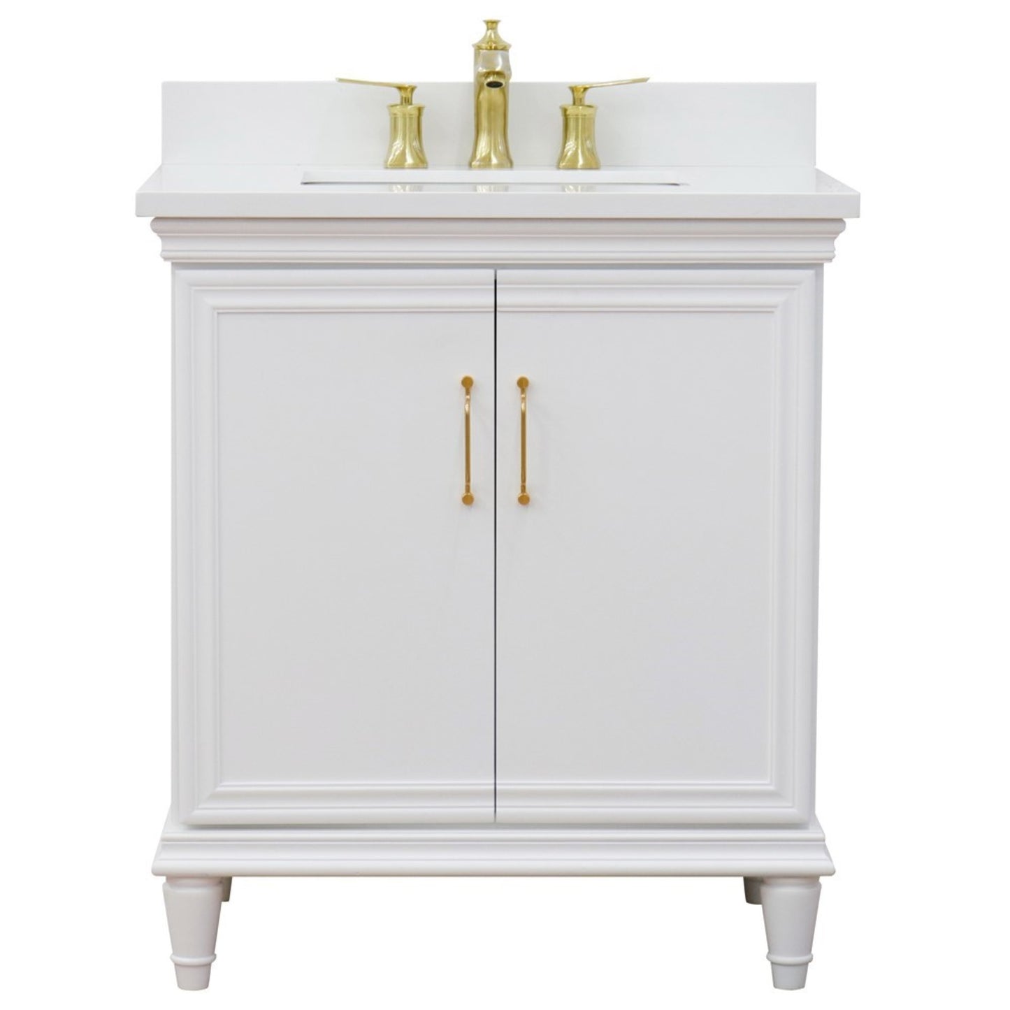 31" Single vanity in White finish with White engineered stone and rectangle sink