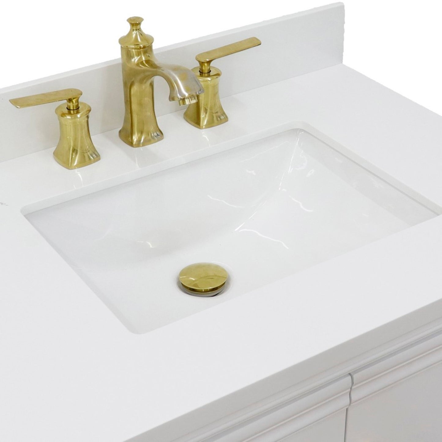 31" Single vanity in White finish with White engineered stone and rectangle sink