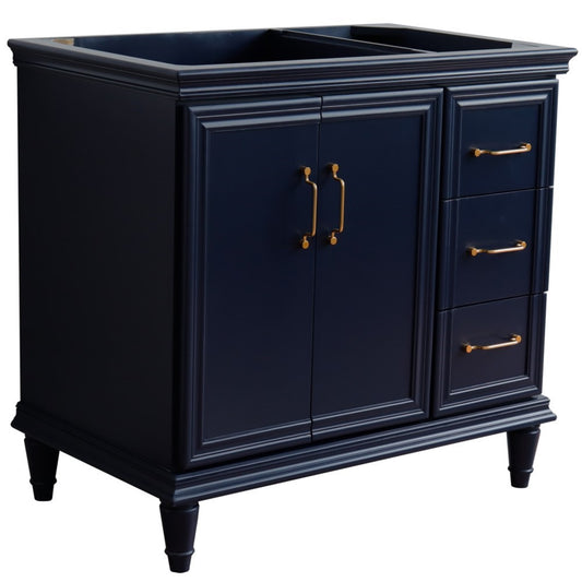 36" Single vanity in Blue finish left door cabinet only