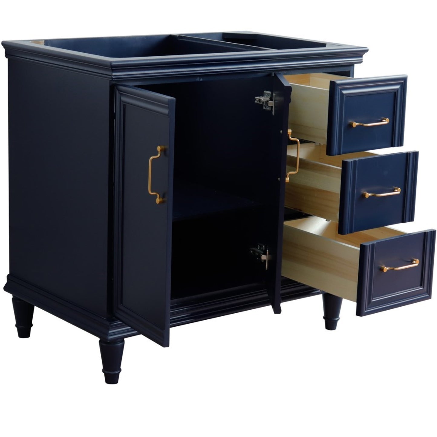 36" Single vanity in Blue finish left door cabinet only