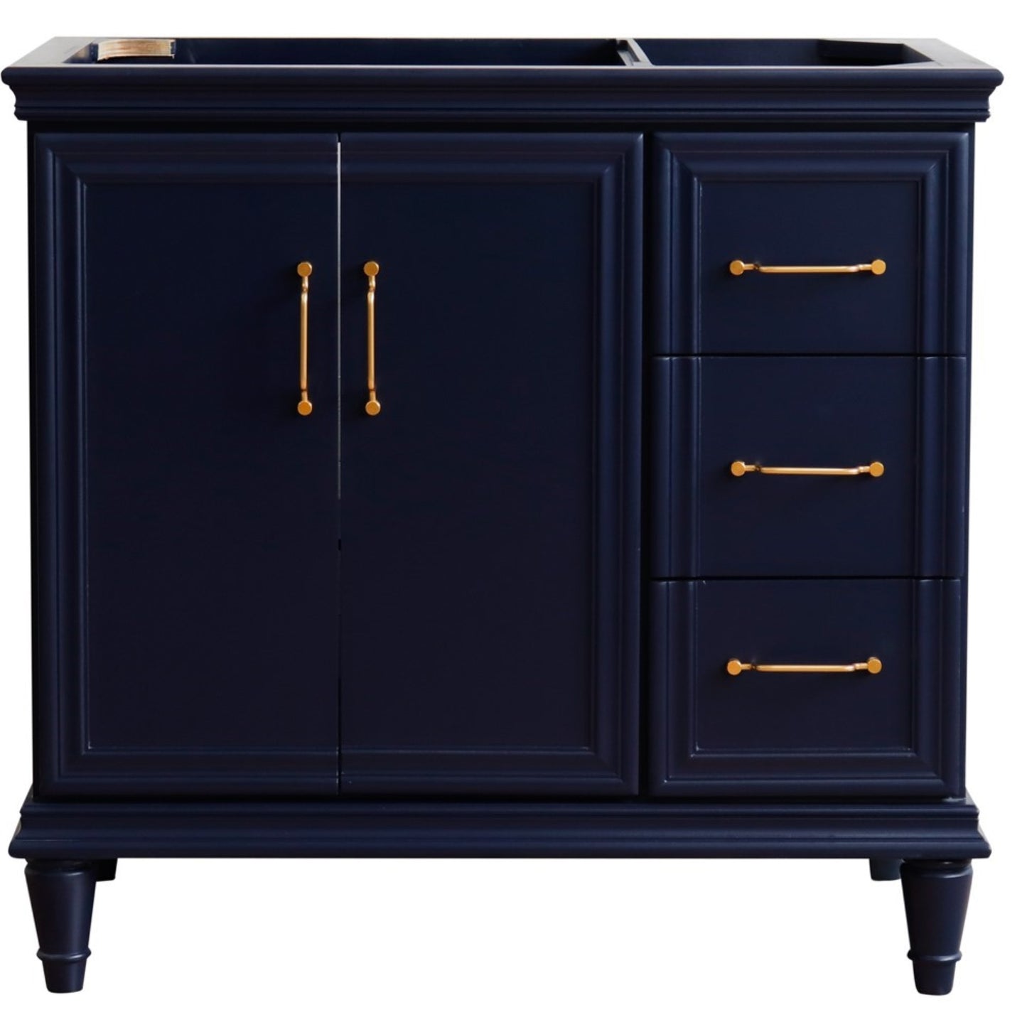 36" Single vanity in Blue finish left door cabinet only