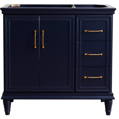 36" Single vanity in Blue finish left door cabinet only