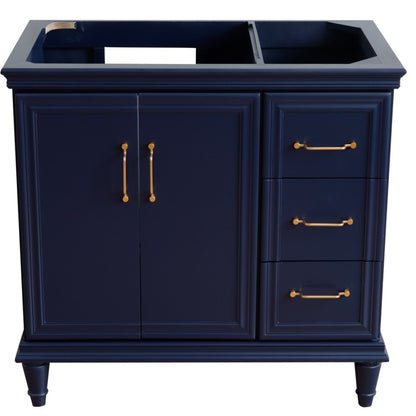 36" Single vanity in Blue finish left door cabinet only