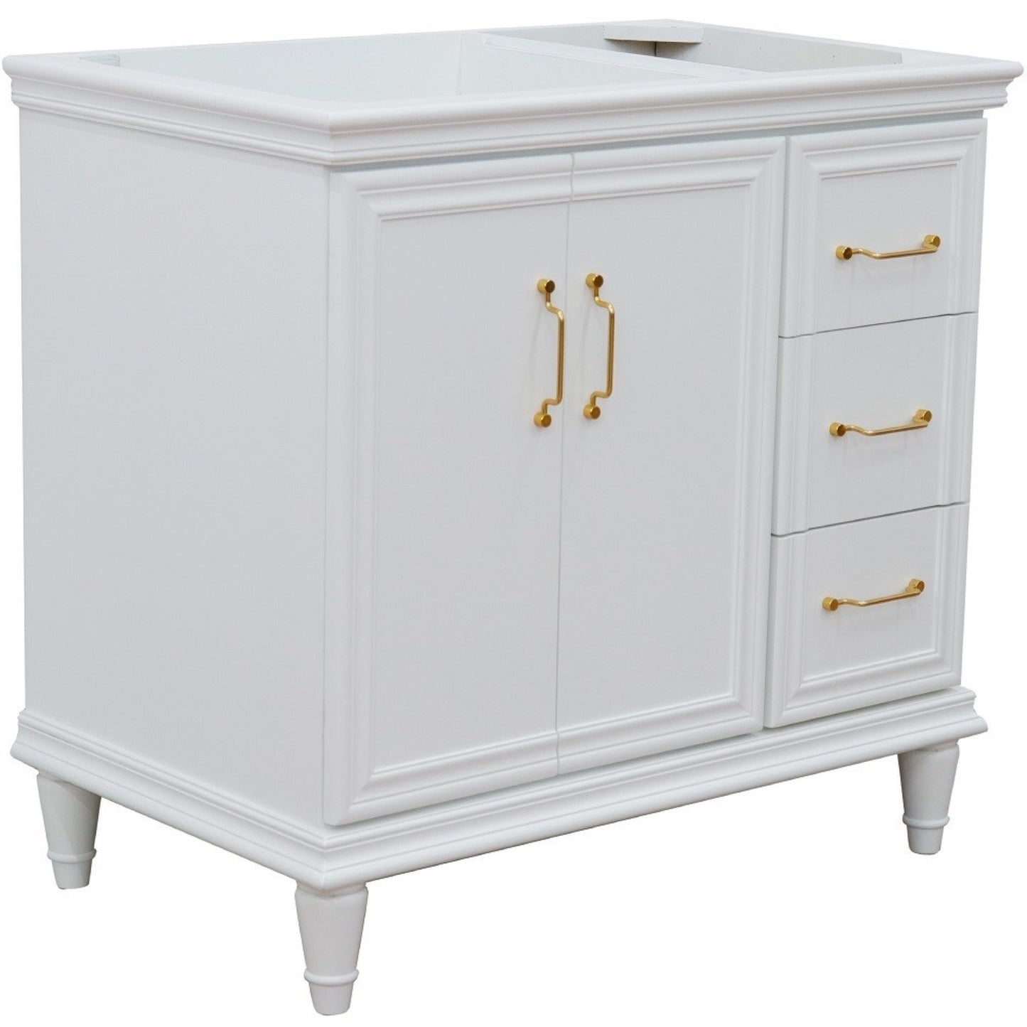 36" Single vanity in White finish left door cabinet only