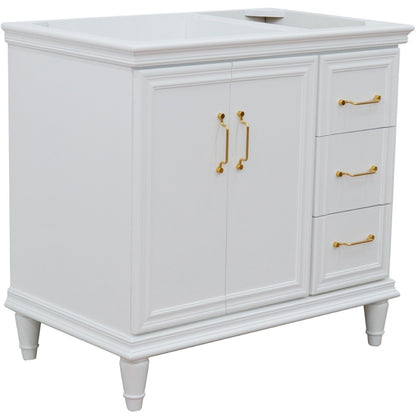 36" Single vanity in White finish left door cabinet only