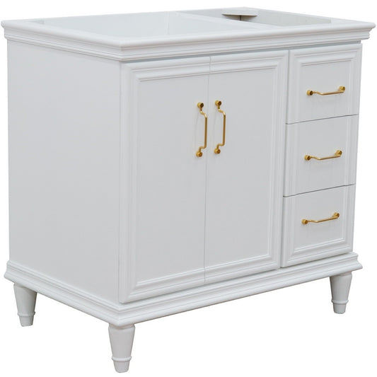 36" Single vanity in White finish left door cabinet only