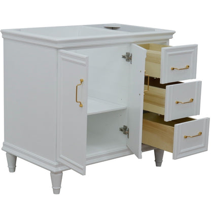 36" Single vanity in White finish left door cabinet only