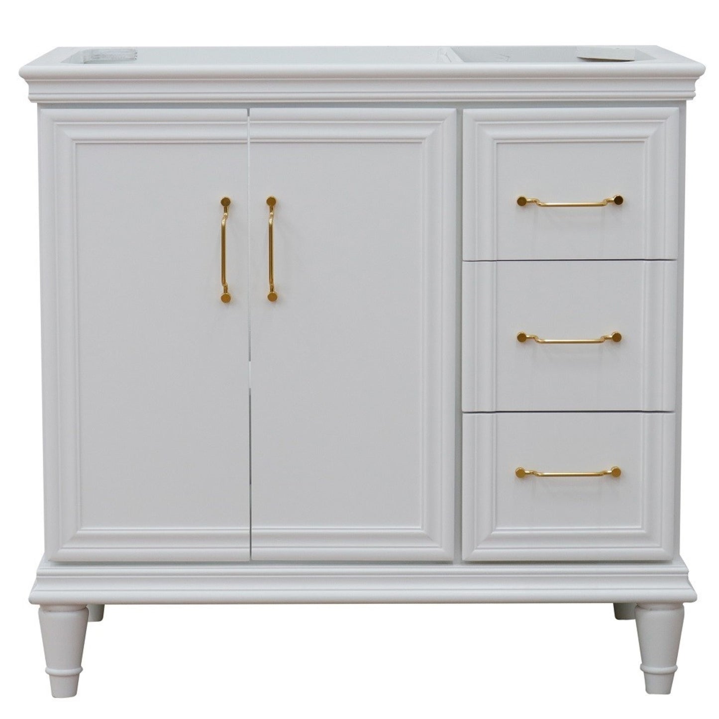 36" Single vanity in White finish left door cabinet only