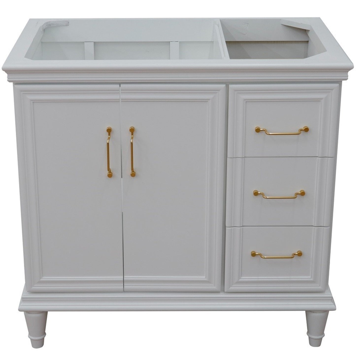 36" Single vanity in White finish left door cabinet only