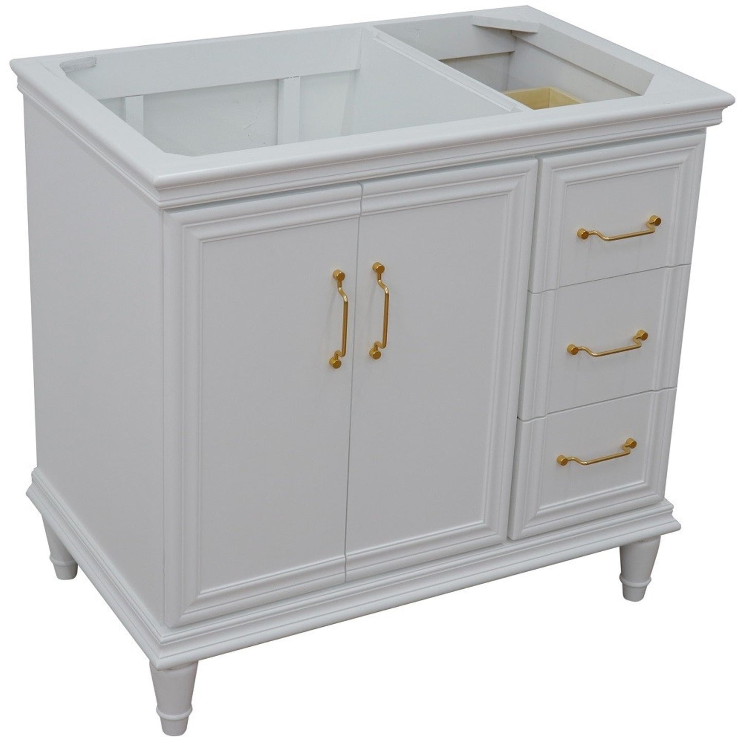 36" Single vanity in White finish left door cabinet only