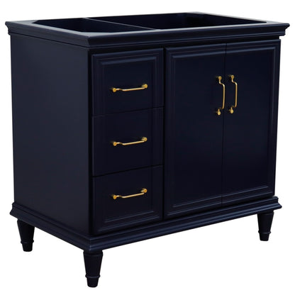36" Single vanity in Blue finish right door cabinet only