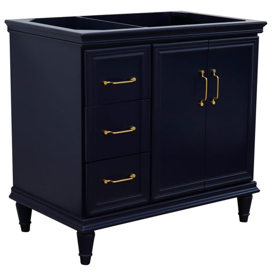 36" Single vanity in Blue finish right door cabinet only