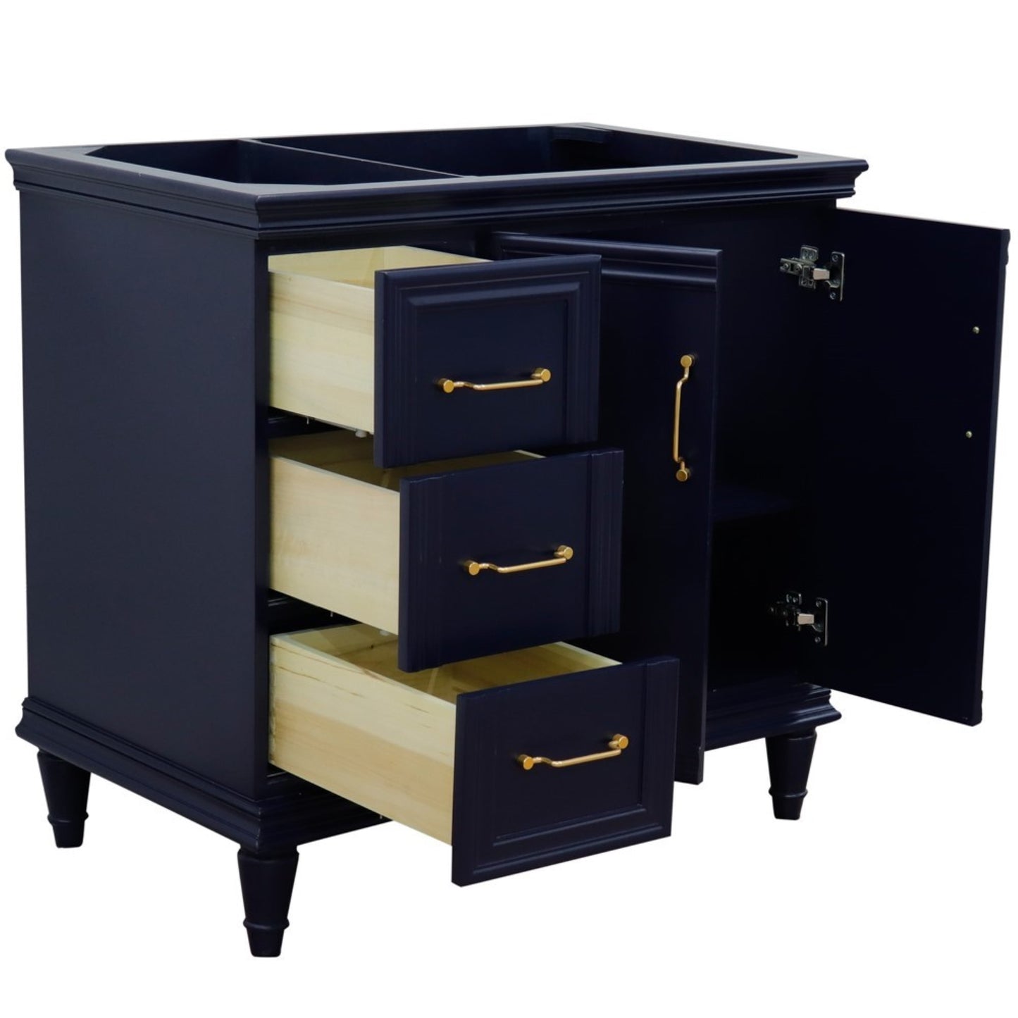 36" Single vanity in Blue finish right door cabinet only