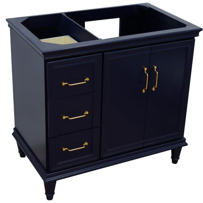 36" Single vanity in Blue finish right door cabinet only