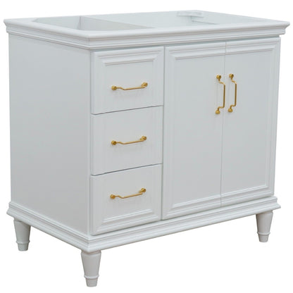 36" Single vanity in White finish right door cabinet only