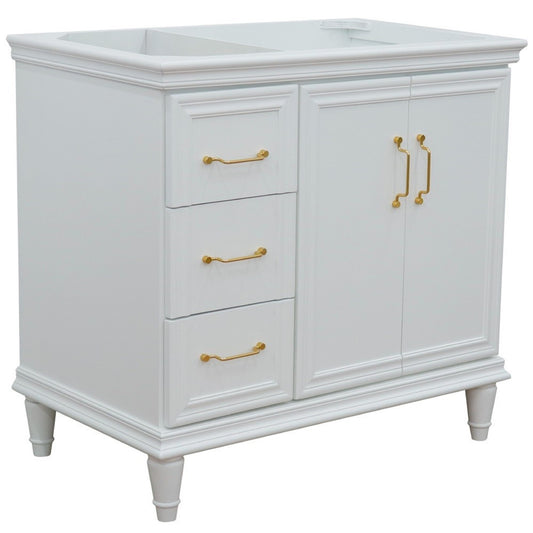 36" Single vanity in White finish right door cabinet only