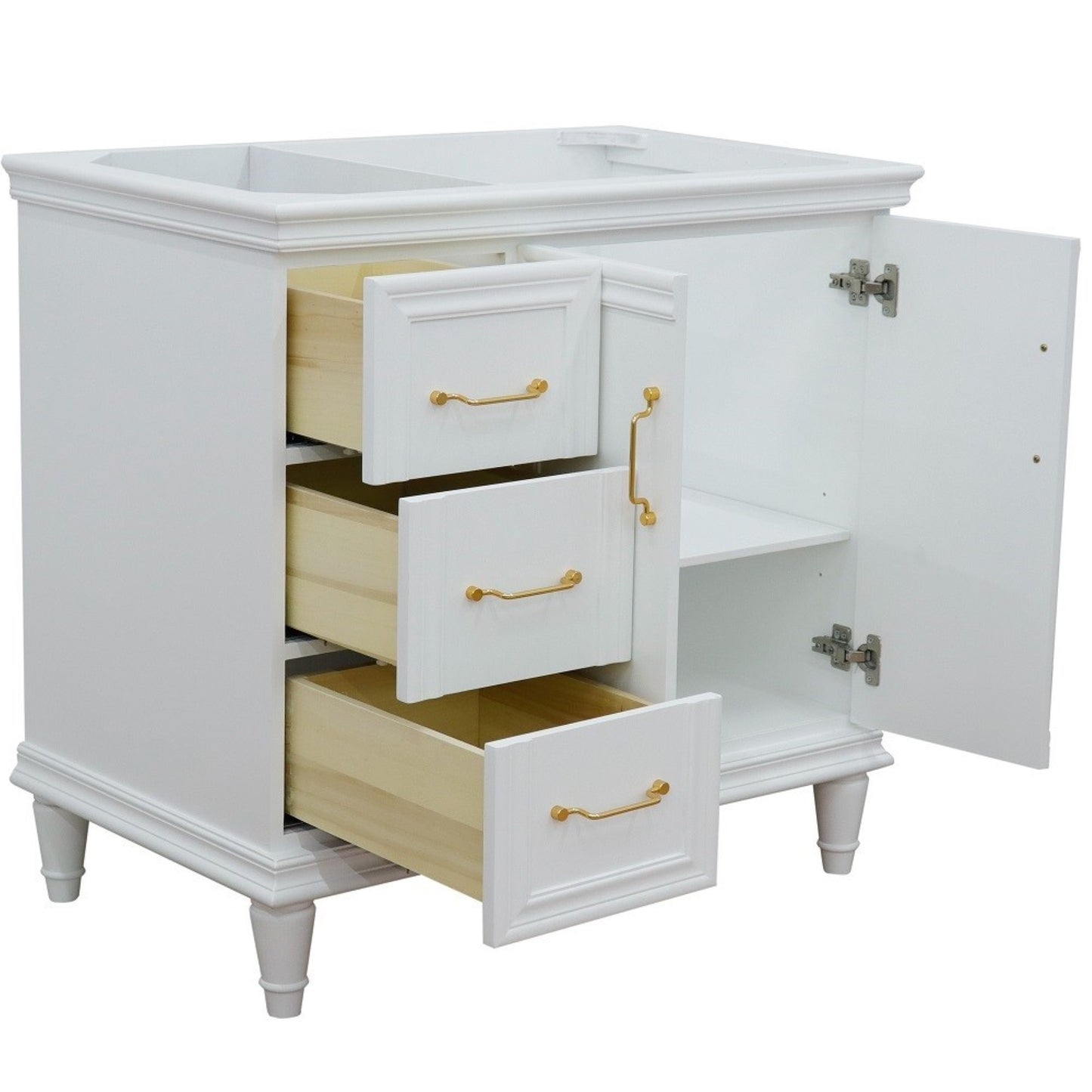 36" Single vanity in White finish right door cabinet only